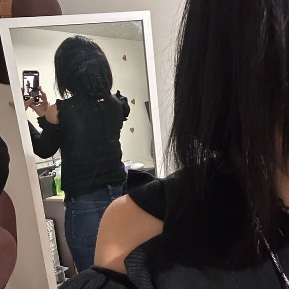 Size Small Black Michael Kors Cold Shoulder Crew Neck Sweater - Picture 6 of 6